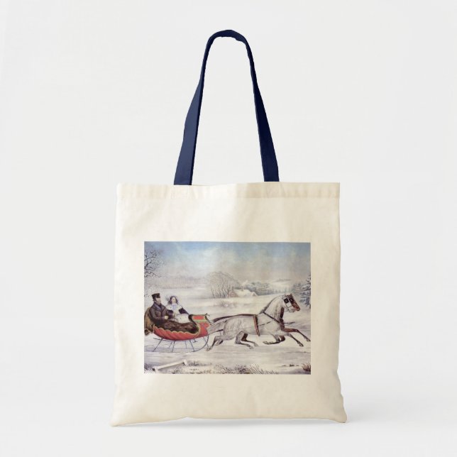 Weihnachten, Winter, Schlittenpferd Tragetasche (Vorne)