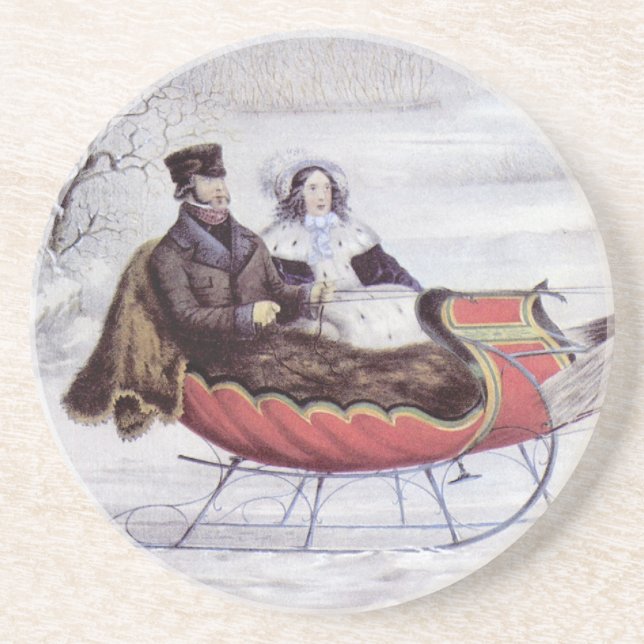 Weihnachten, Winter, Schlittenpferd Untersetzer (Vorne)