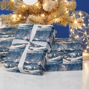 Weihnachten, Winter Schnee Berglandschaft Geschenkpapier
