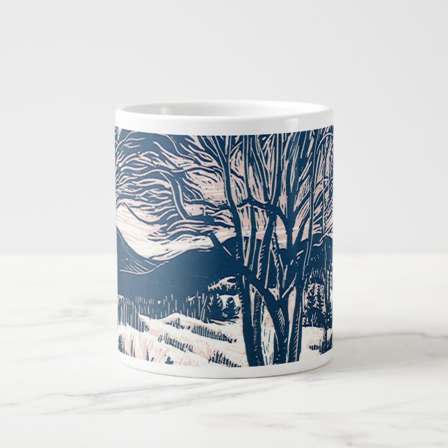 Weihnachten, Winter Schnee Berglandschaft Jumbo-Tasse (Vorderseite)