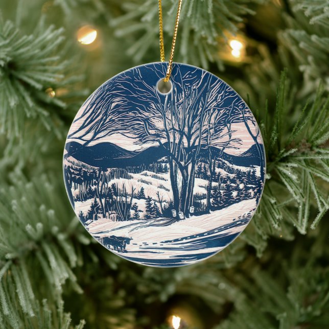 Weihnachten, Winter Schnee Berglandschaft Keramikornament (Baum)