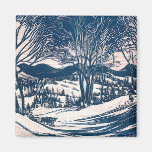 Weihnachten, Winter Schnee Berglandschaft Magnet