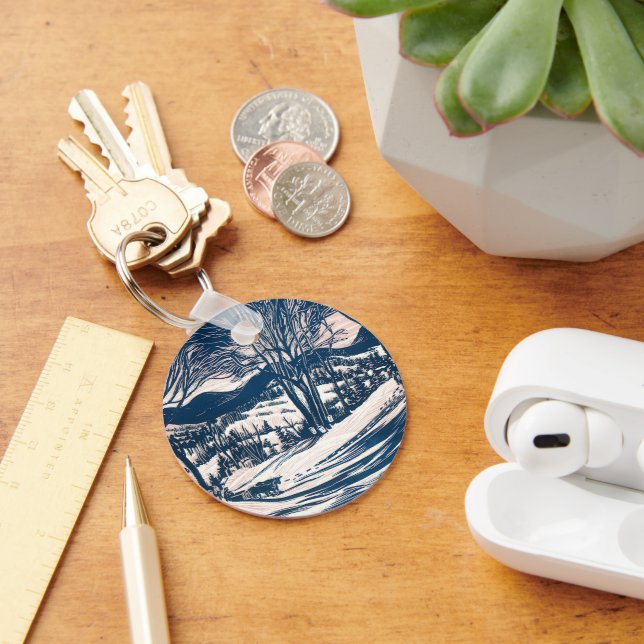 Weihnachten, Winter Schnee Berglandschaft Schlüsselanhänger (Schreibtisch)