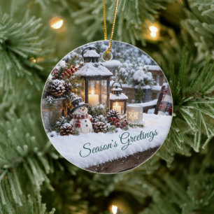 Weihnachten Winter Schnee Keramik Ornament