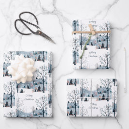 Weihnachten Winter Schneewelt Frohe Weihnachten Geschenkpapier Set