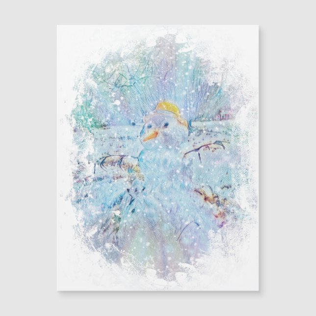 Weihnachten Winter Snowman Magnetkarte (Vorderseite)