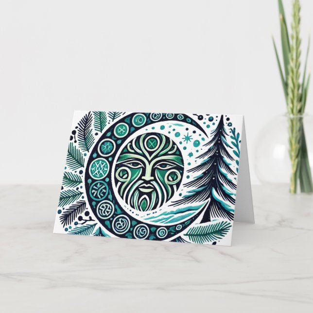 Weihnachten Winter Solstice Greenman Karte (Vorderseite)