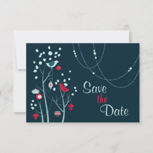 Weihnachten Winter Vögel Hochzeit Save the Date Einladung