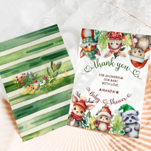Weihnachten Winter-Waldtiere Baby Shower Dankeskarte