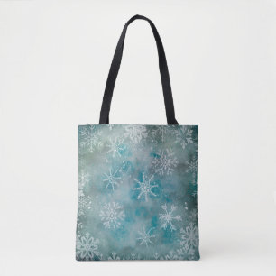 Weihnachten Winter weiße Schneeflocken auf blauem