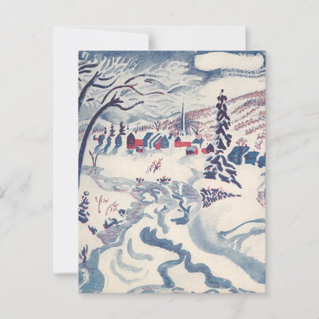 Weihnachten, Winterdorf Schnee Feiertagskarte (Vorderseite)