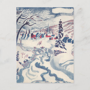Weihnachten, Winterdorf Schnee Feiertagspostkarte