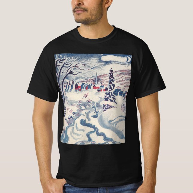 Weihnachten, Winterdorf Schnee T-Shirt (Vorderseite)