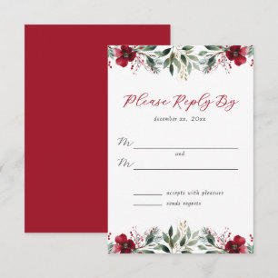 Weihnachten Winterhochzeit Roter Stechpalmen und G RSVP Karte