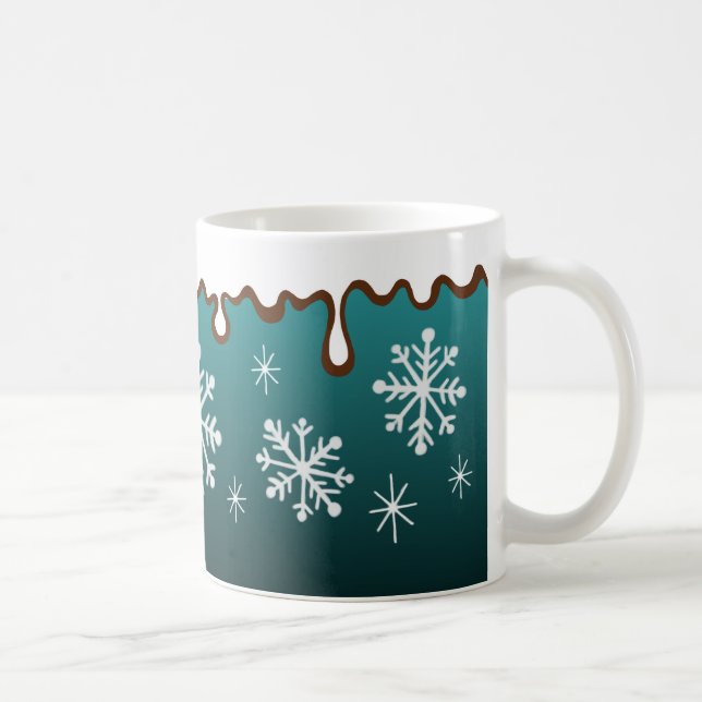 Weihnachten Winterurlaub Schneeflocken Kaffeepause Kaffeetasse (Rechts)