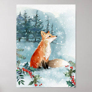 Weihnachten, Winterwald, Fuchs Poster