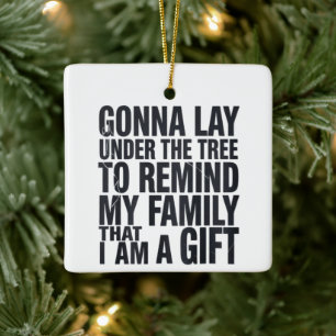 Weihnachten wird unter dem Weihnachtsbaum liegen W Keramikornament