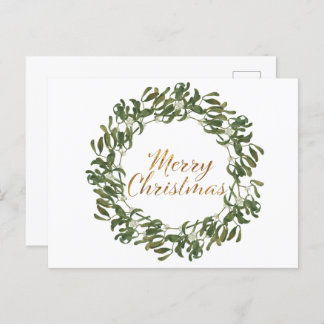 Weihnachten Wreath Grün und Gott frohe Weihnachten Postkarte