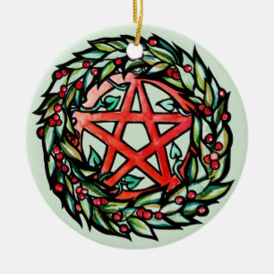 Weihnachten Wreath Pentagramm Pagan Pentagram Holi Keramik Ornament