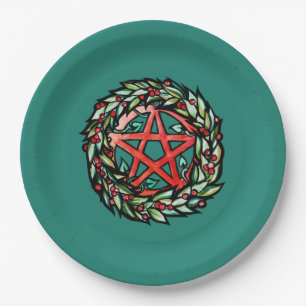 Weihnachten Wreath Pentagramm Pagan Pentagram Holi Pappteller