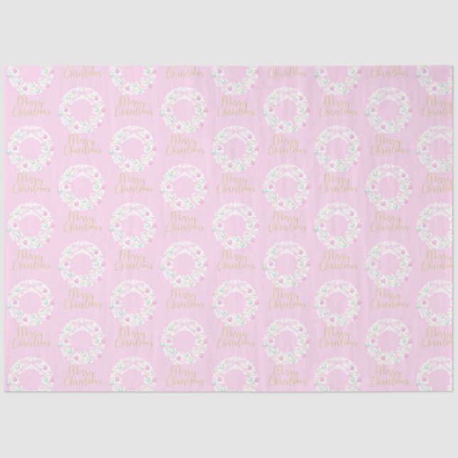 Weihnachten Wreathes Frohe Weihnachten Rosa Weihna Seidenpapier (Vorderseite)