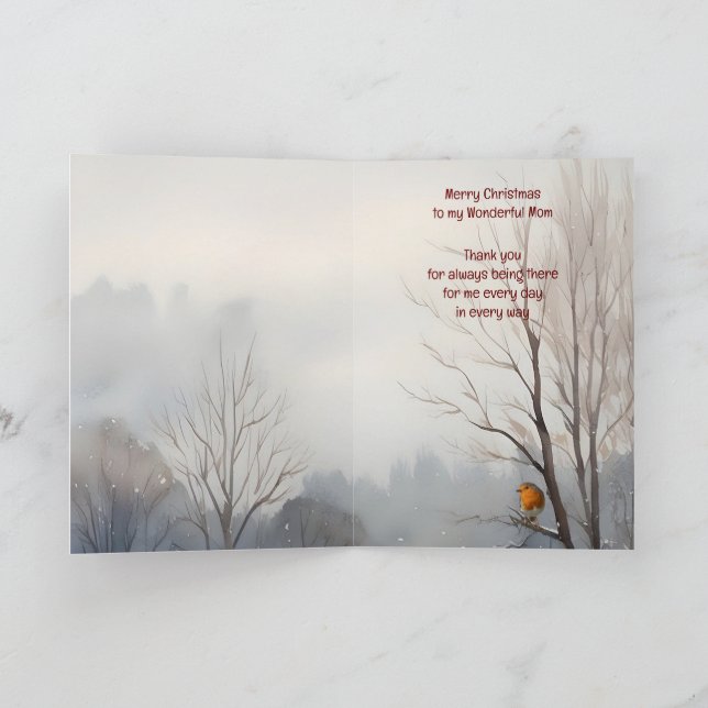 Weihnachten Wunderbare Mama Englisch Robin Karte (Innenseite)