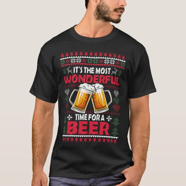 Weihnachten Wunderbare Zeit für ein Bier Ugli Weih T-Shirt (Vorderseite)