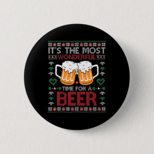 Weihnachten Wundervolle Zeit Für Ein Bier Hässlich Button
