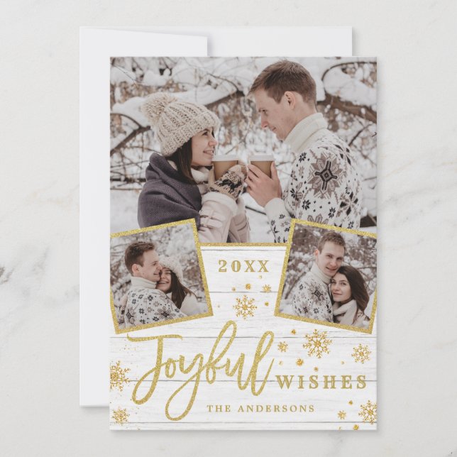 Weihnachten wünscht 3 FOTO Feiertag Gruß Karte (Vorderseite)