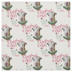 Weihnachten wünscht Baby Goat Kisses LaMancha Goat Stoff