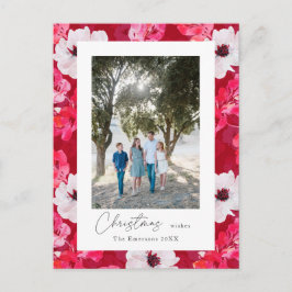 Weihnachten wünscht Boho Aquarellanemonen Postkarte