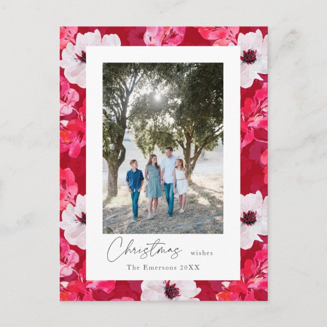 Weihnachten wünscht Boho Aquarellanemonen Postkarte (Vorderseite)