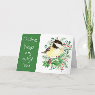 Weihnachten wünscht Chickadee Bird Friend