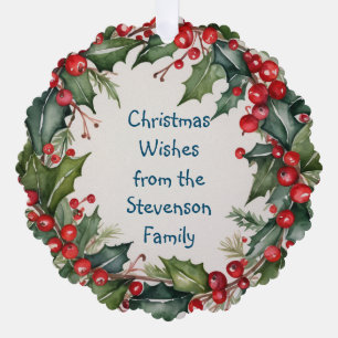 Weihnachten wünscht einen grünen Kranz für alle Ornament Karte