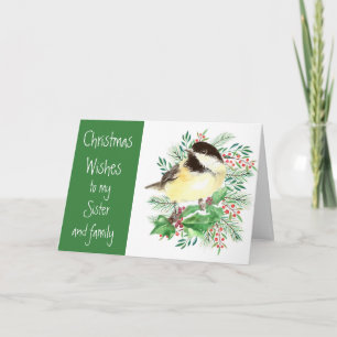 Weihnachten wünscht Familie Chickadee Bird Sister