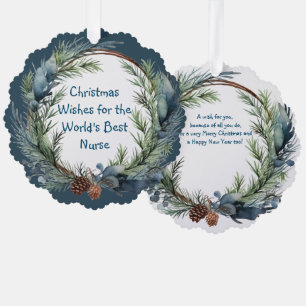 Weihnachten wünscht Grüne Wreath Nurse Ornament Karte