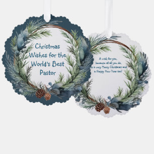 Weihnachten wünscht Grüne Wreath Pastor Ornament Karte