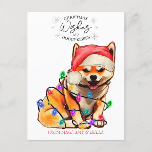 Weihnachten wünscht Hund Welpen Kisses Niedlichen  Postkarte