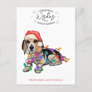Weihnachten wünscht Hund Welpen Kisses Niedlichen  Postkarte