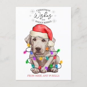Weihnachten wünscht Hund Welpen Kisses Niedlichen Postkarte