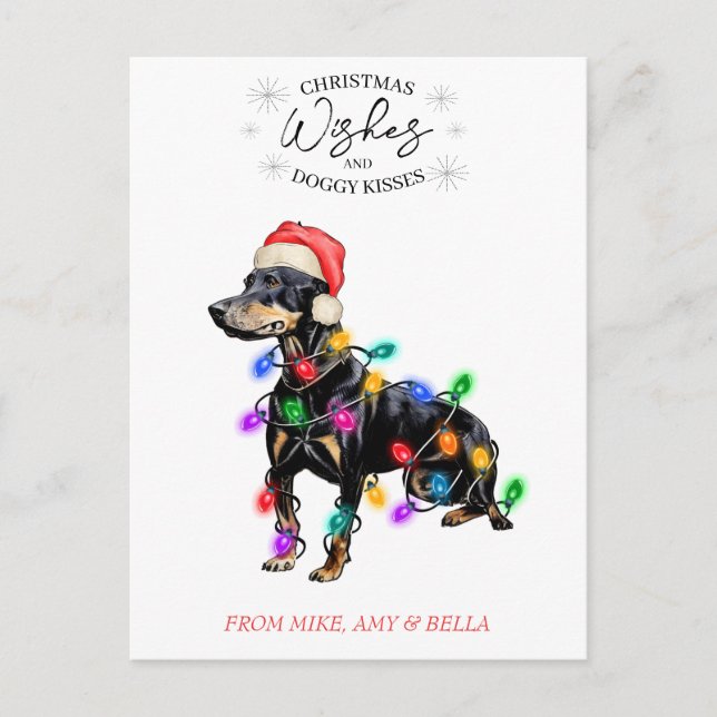 Weihnachten wünscht Hund Welpen Kisses Niedlichen  Postkarte (Vorderseite)