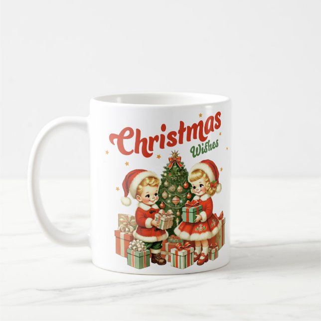 Weihnachten wünscht Kindern Geschenke Kaffeetasse (Links)