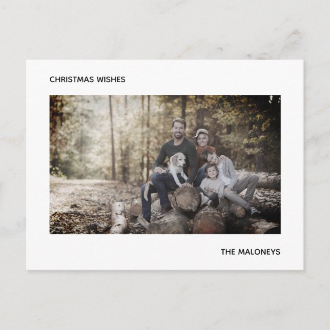 Weihnachten wünscht modernes Foto Schwarz-weißer S Postkarte (Vorderseite)