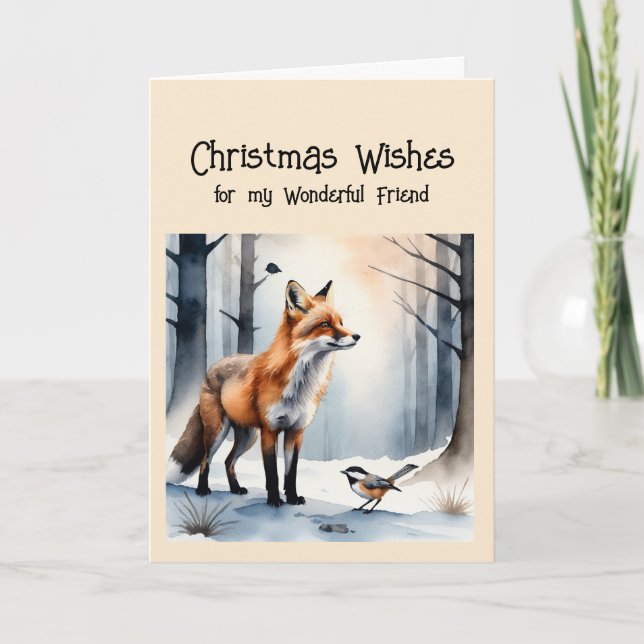 Weihnachten wünscht Niedlichen Fox Chickadee Bird  (Vorderseite)