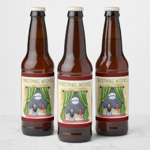 Weihnachten wünscht Niedliches Kind & Kitchen Weih Bierflaschenetikett