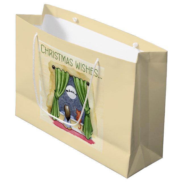 Weihnachten wünscht Niedliches Kind & Kitchen Weih Große Geschenktüte (Vorderseite Schrägansicht)