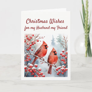 Weihnachten wünscht Red Kardinal Bird Husband Frie