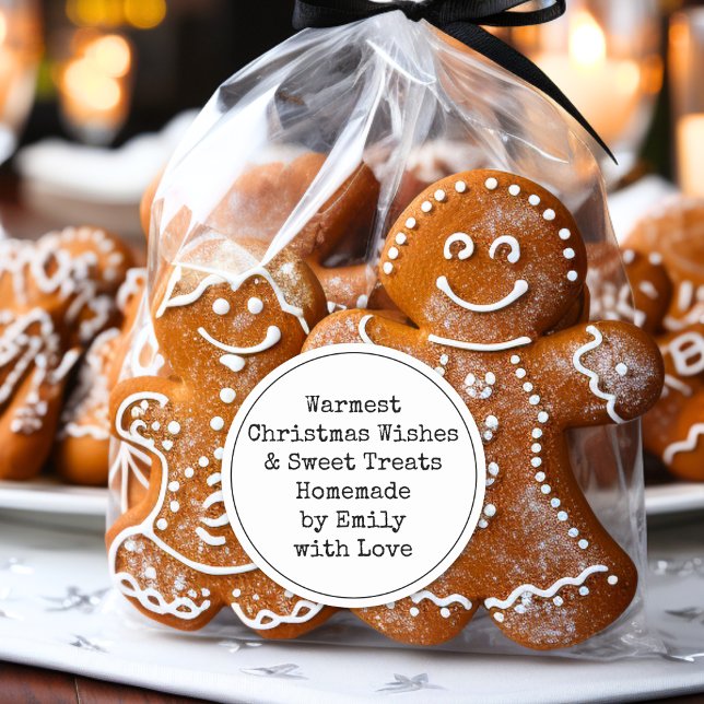 Weihnachten wünscht süße Leckereien von Name Gefal Runder Aufkleber (for your homoemade treats)