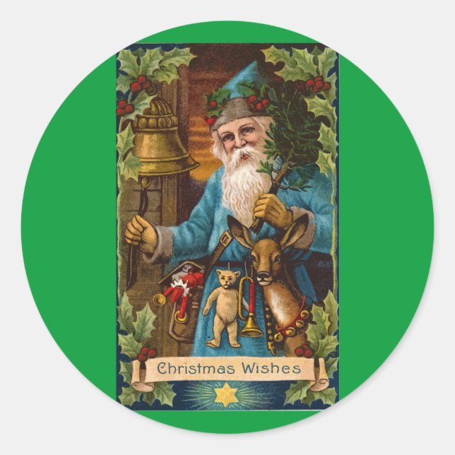 Weihnachten wünscht Vintagen Urlaub Runder Aufkleber (Vorderseite)