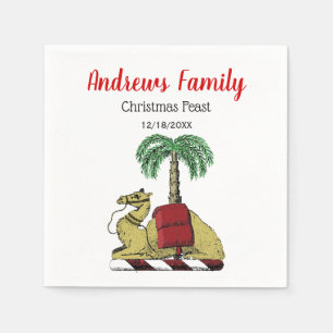 Weihnachten Xmas Heraldisch Kamel Palme Farbe Serviette